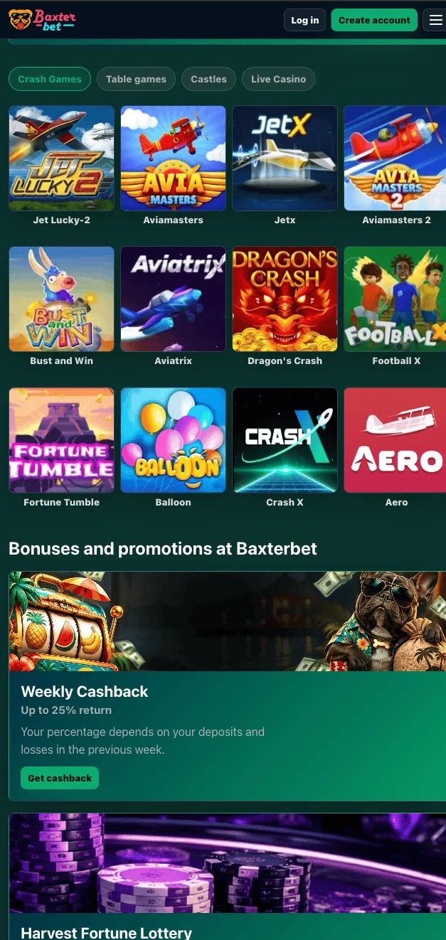 L'app di Baxterbet Casino